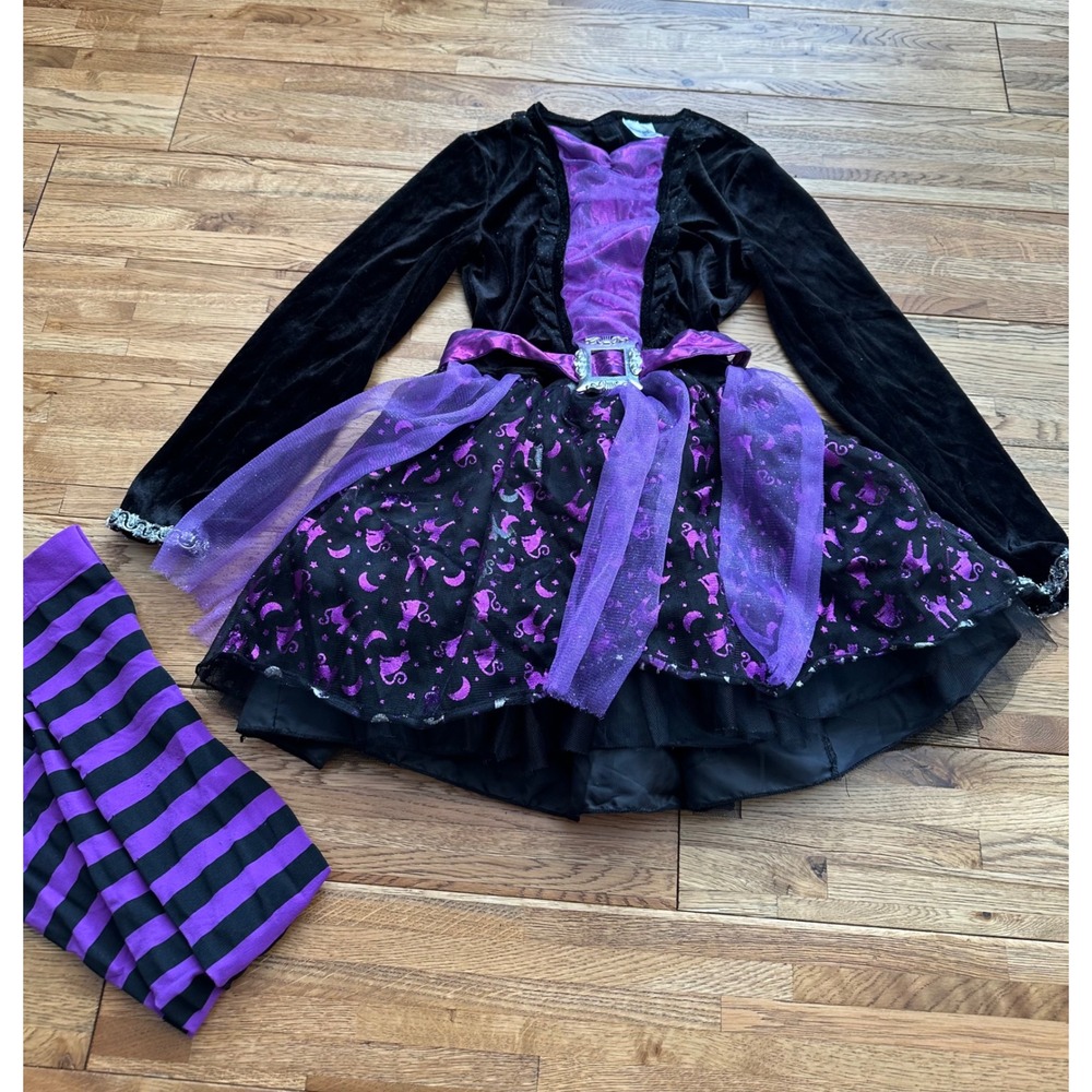 Kids Witch Costume Dress with Socks Halloween Party Medium Spirit